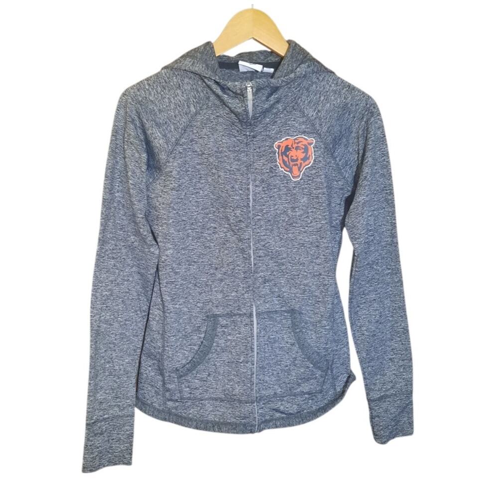 NFL Womens Gray Full Zip Long Sleeve Thumb Hole Kangaroo Pouch Hoodie Size S